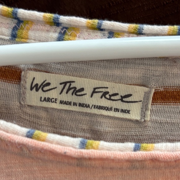 We The Free Pink and Cream Striped Long Sleeve Tee - Picture 2 of 4